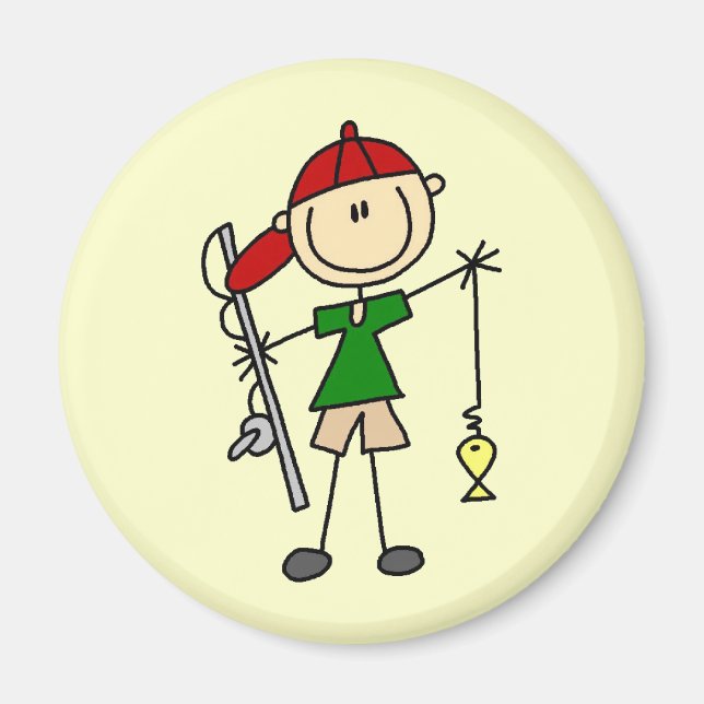 Strichmännchen Angelgestänge und Geschenke Magnet (Vorne)