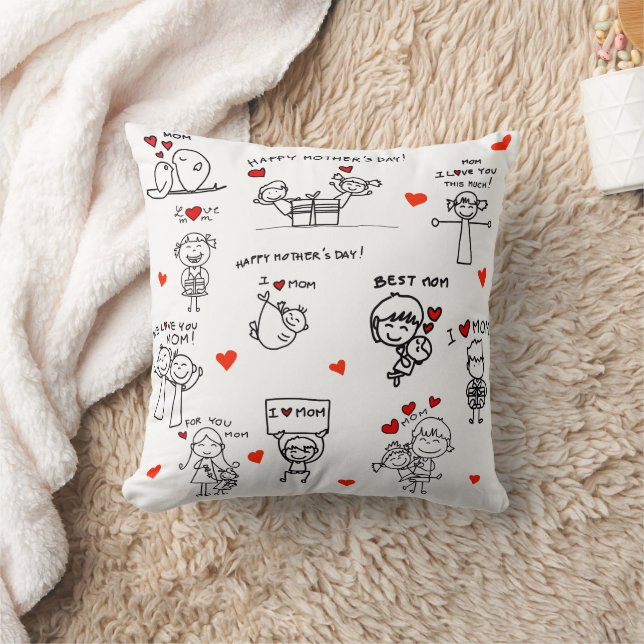 Strichmännchen Art Mother Day Kissen (Decke)