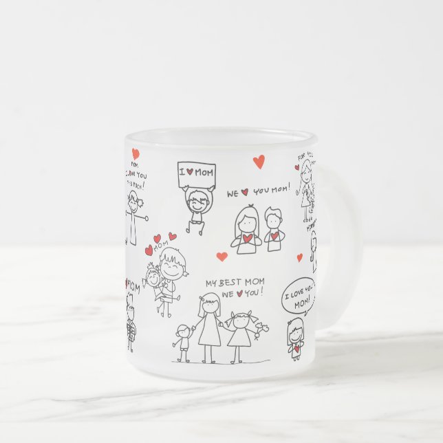Strichmännchen Art Mother Day Mattglastasse (VorderseiteRechts)