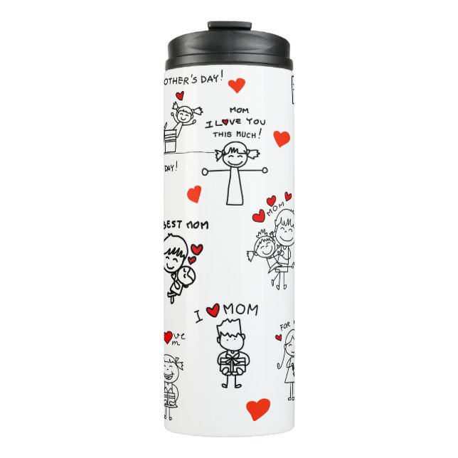 Strichmännchen Art Mother Day Thermosbecher (Vorderseite)