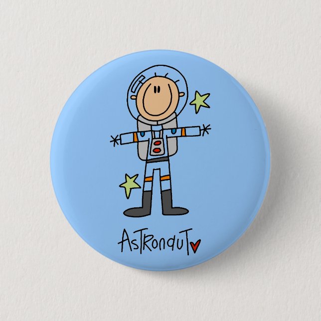 Strichmännchen-Astronauten-T - Shirts und Button (Vorderseite)