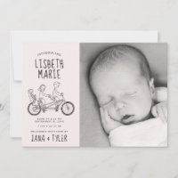 Strichmännchen auf Tandembike mit Kindersitz