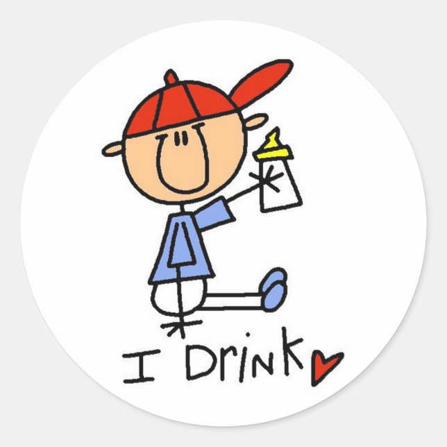 Strichmännchen Baby I Drink Tshirts und Geschenke Runder Aufkleber (Vorderseite)