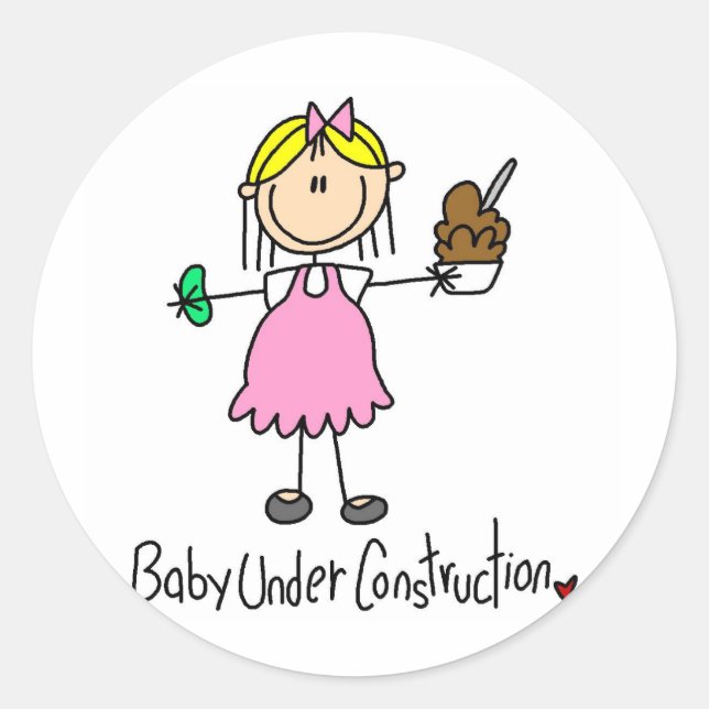 Strichmännchen Baby im Bau Runder Aufkleber (Vorderseite)