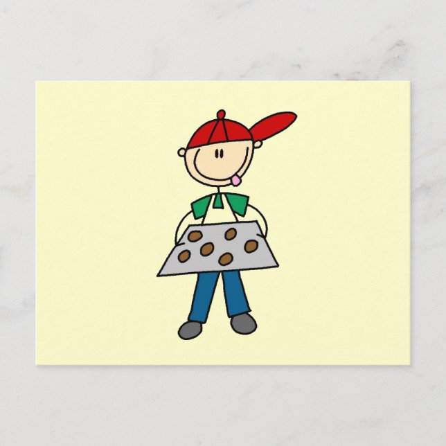 Strichmännchen backt Kekse Postkarte (Vorderseite)