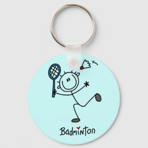 Strichmännchen Badminton T - Shirt und Geschenke Schlüsselanhänger