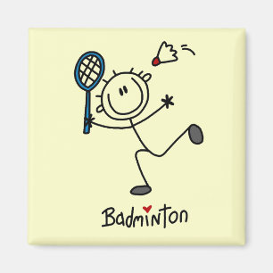 Strichmännchen-Badminton-T-Shirts und Geschenke Magnet