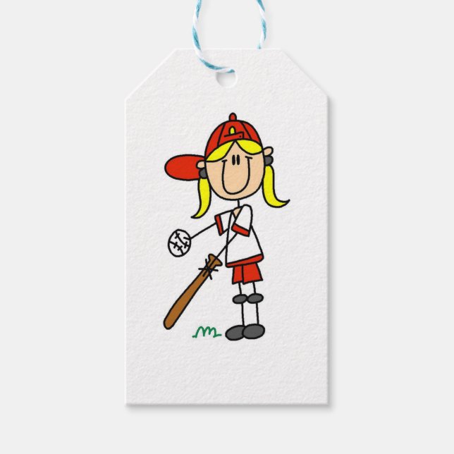 Strichmännchen-Baseball auf dem Bat-Gift-Tags Geschenkanhänger (Vorderseite)