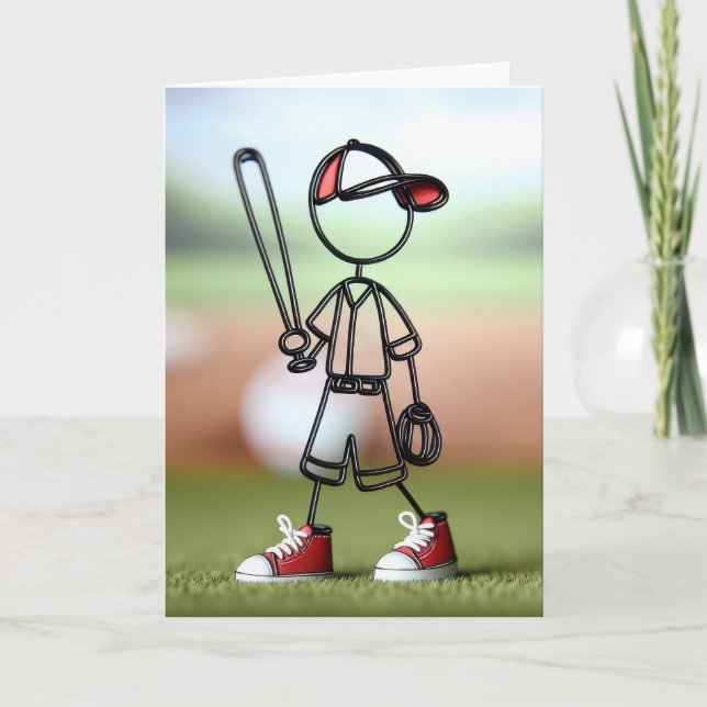 Strichmännchen Baseball Player Karte (Vorderseite)
