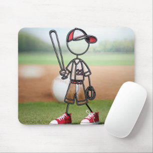 Strichmännchen Baseball Player Mousepad