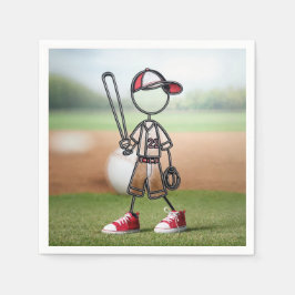 Strichmännchen Baseball-Spieler in Red Sneakers Serviette