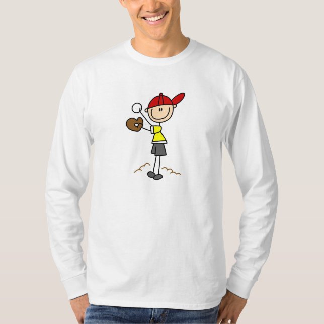 Strichmännchen-Baseball T-Shirt (Vorderseite)