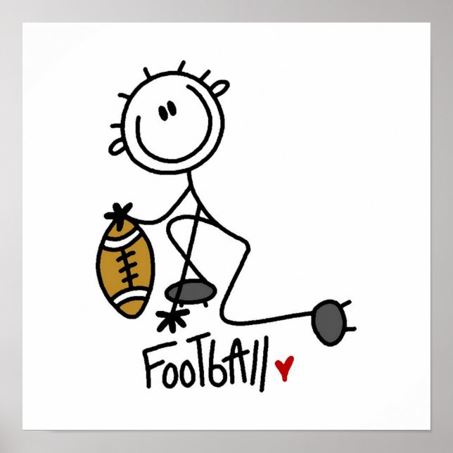 Strichmännchen Basic Football T - Shirt und Gesche Poster (Vorne)