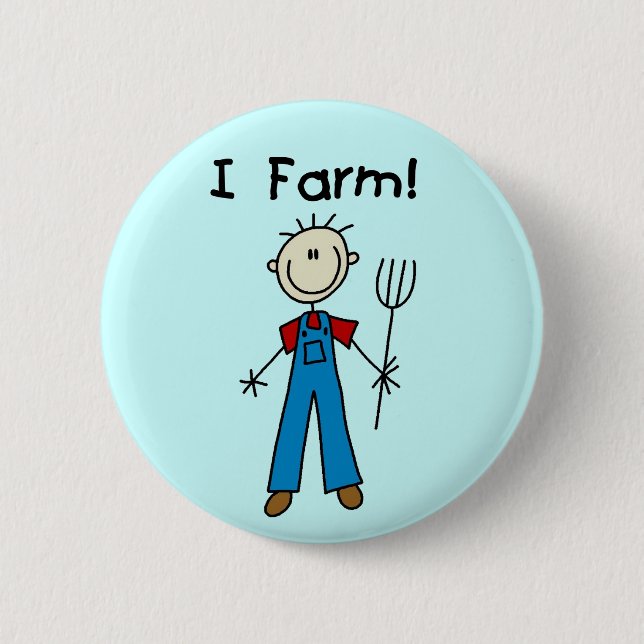 Strichmännchen-Bauers-T-Shirts und Geschenke Button (Vorderseite)