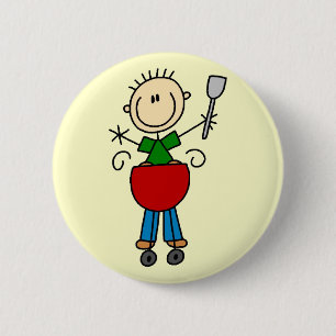 Strichmännchen beim Grillen T-Shirts und Geschenke Button