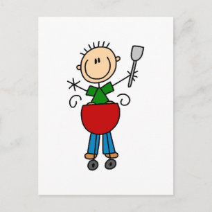 Strichmännchen beim Grillen T-Shirts und Geschenke Postkarte