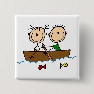 Strichmännchen-Boot-Angel-T-Shirts und Geschenke Button