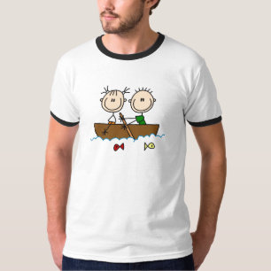 Strichmännchen-Boots-Fischen-T-Shirts und T-Shirt