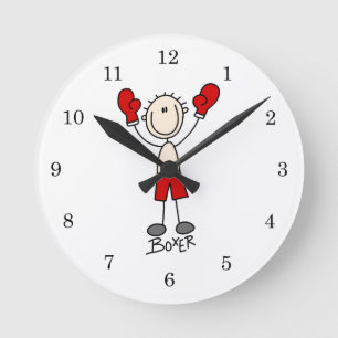 Strichmännchen-Boxer-T - Shirts und Geschenke Runde Wanduhr