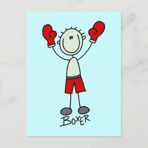 Strichmännchen Boxing T - Shirt und Geschenke Postkarte