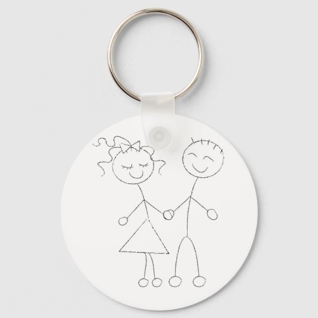 Strichmännchen Boy and Girl Schlüsselanhänger (Vorderseite)