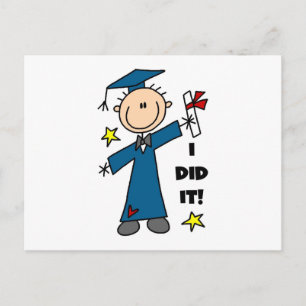 Strichmännchen Boy Graduate T - Shirt und Geschenk Ankündigungspostkarte