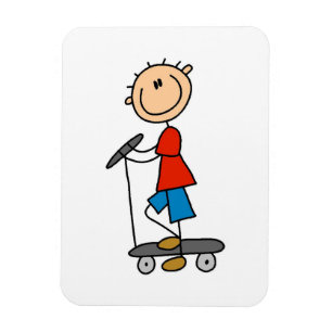 Strichmännchen Boy on Scooter Magnet