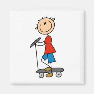 Strichmännchen Boy on Scooter Magnet