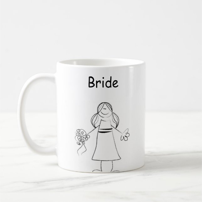 Strichmännchen-Braut Kaffeetasse (Links)