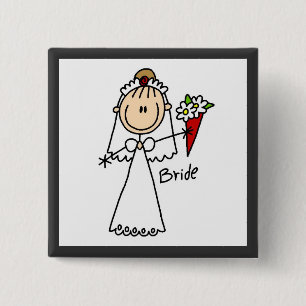 Strichmännchen-Braut-T-Shirts und Geschenke Button