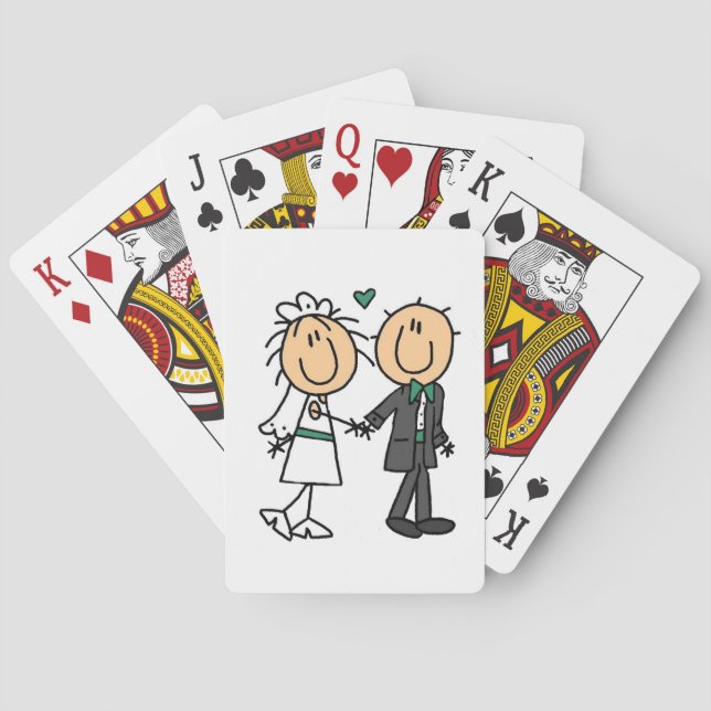 Strichmännchen Braut und Groom T - Shirt und Gesch Spielkarten (Rückseite)