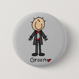 Strichmännchen-Bräutigam-T - Shirts und Geschenk Button