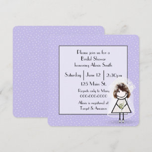 Strichmännchen-Brille auf Lila Polka-Punkten Einladung