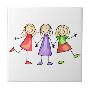 Strichmännchen Children Fliese