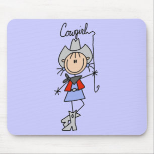 Strichmännchen-Cowgirl mit Lasso Mousepad