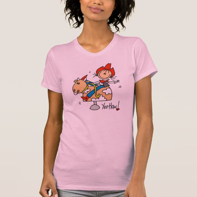 Strichmännchen-Cowgirl Yee Haw-T - Shirt (Vorderseite)