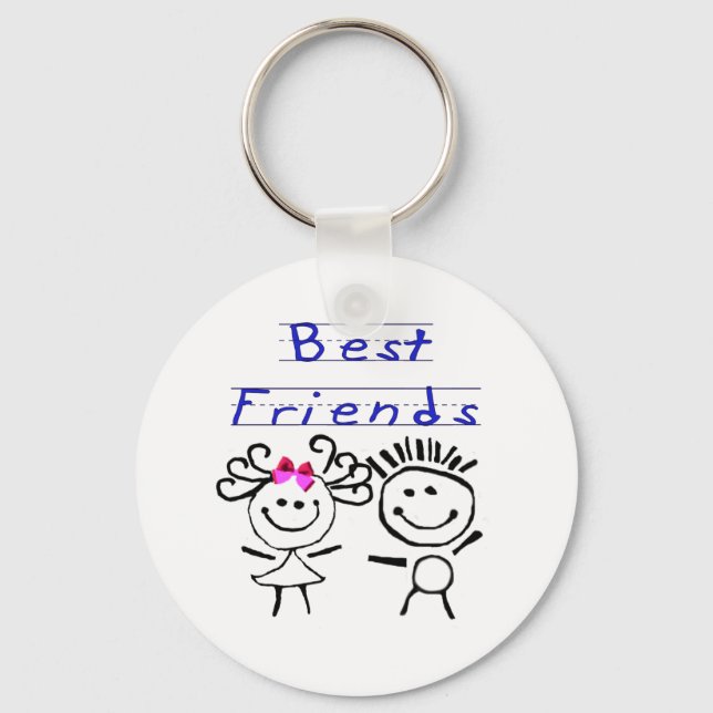 Strichmännchen der besten Freunde Schlüsselanhänger (Vorderseite)
