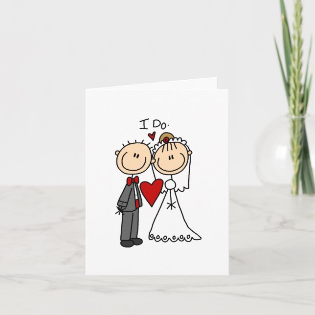 Strichmännchen, die Anmerkungs-Karte Wedding sind Karte (Vorderseite)