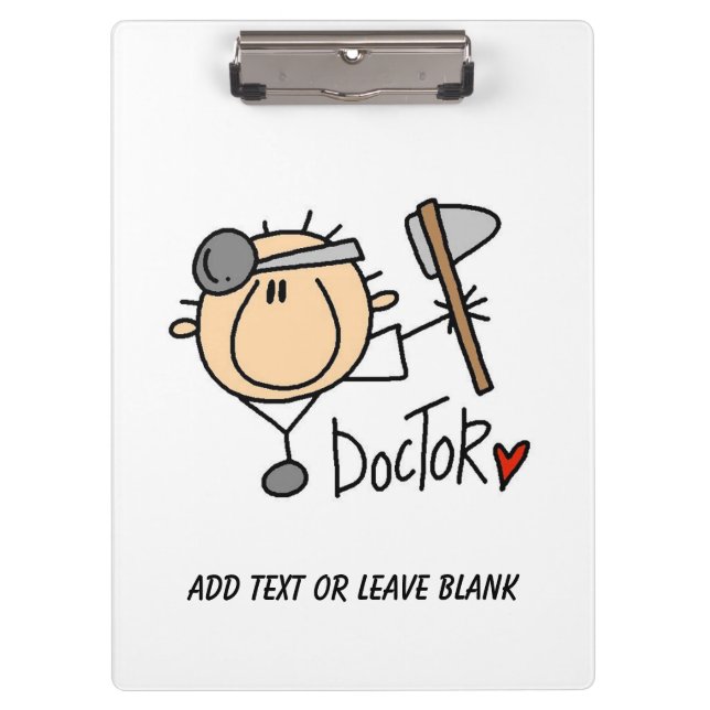 Strichmännchen-Doktor With Reflex Hammer Clipboard Klemmbrett (Vorderseite)
