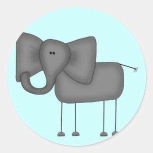Strichmännchen-Elefant-T-Shirts und Geschenke Runder Aufkleber