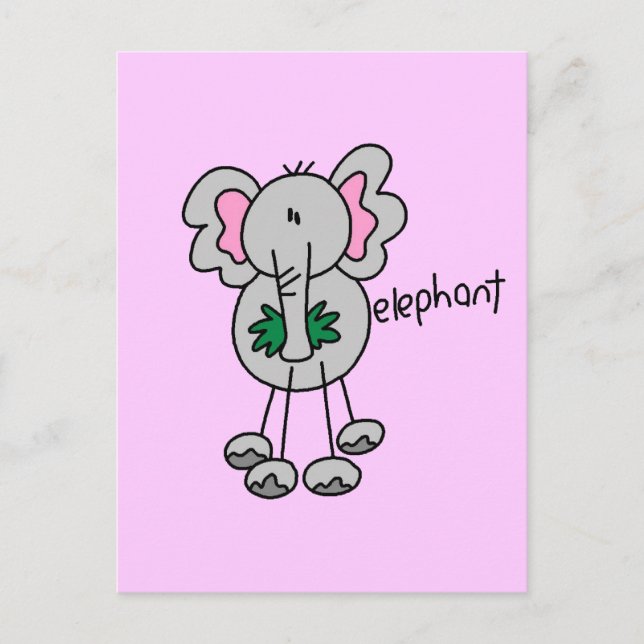 Strichmännchen Elephant Tshirts und Geschenke Postkarte (Vorderseite)