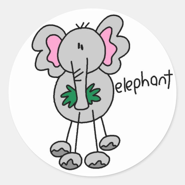 Strichmännchen Elephant Tshirts und Geschenke Runder Aufkleber (Vorderseite)