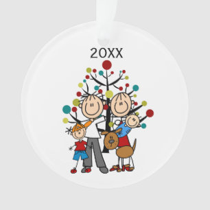 Strichmännchen Eltern, Junge, Baby, Hundeverzierun Ornament