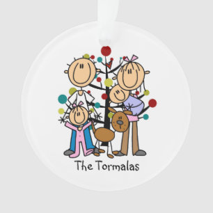 Strichmännchen Eltern, Mädchen, Baby, Hundeverzier Ornament
