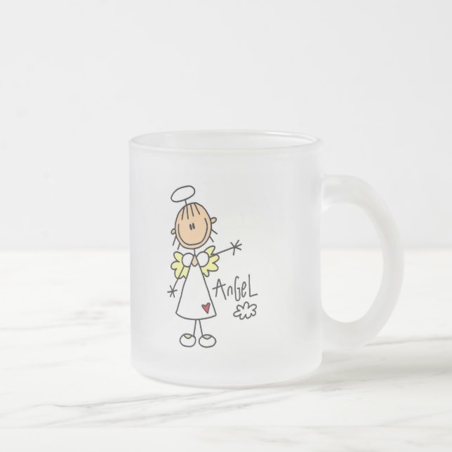 Strichmännchen-Engels-T - Shirts und Geschenke Mattglastasse (Rechts)