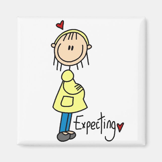 Strichmännchen erwartet Baby Magnet (Vorne)