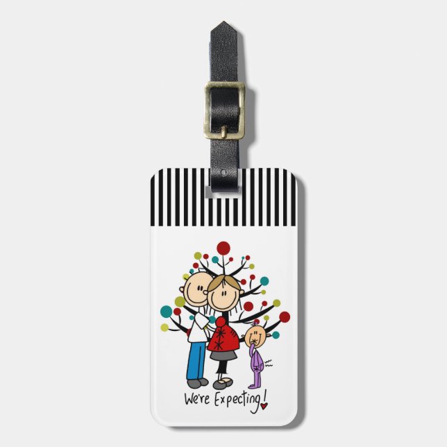 Strichmännchen Expectant Elternmädchen Gepäckanhänger (Vorderseite vertikal)