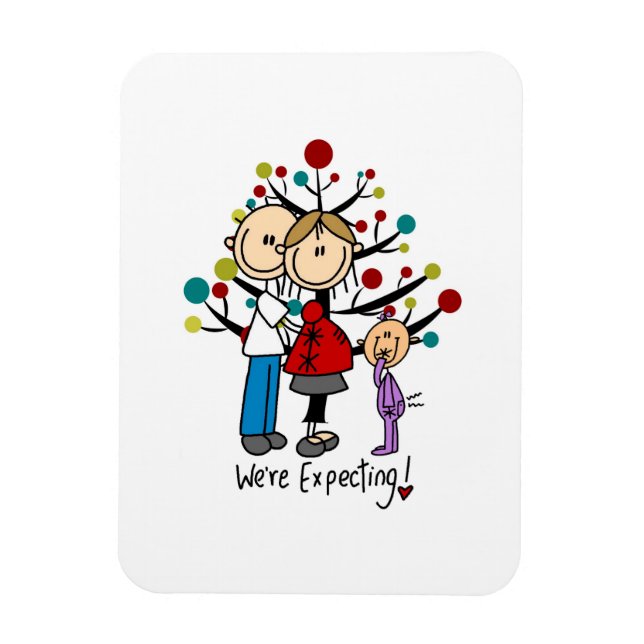 Strichmännchen Expectant Elternmädchen Magnet (Vertikal)