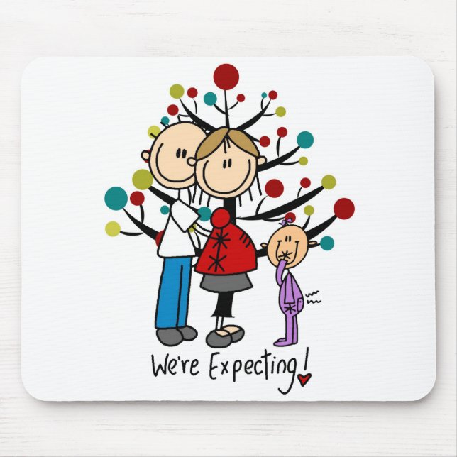 Strichmännchen Expectant Elternmädchen Mousepad (Vorne)