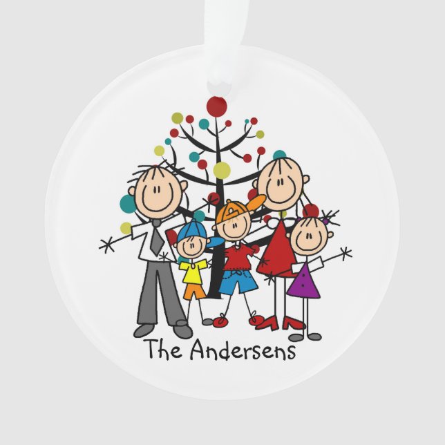 Strichmännchen-Familie der 5 Ornament (Vorderseite)